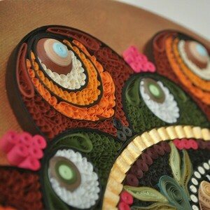 Πίνακας με την τεχνική quilling | Παναγία των Σπειρών - χαρτί, ακρυλικό, πίνακες σε καμβά - 5