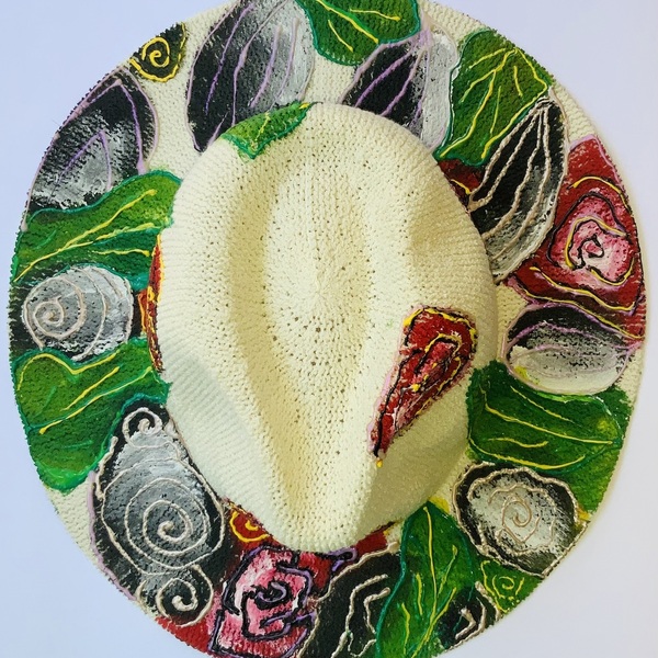 Justgreek multi coloured nature hat,one of a kind.Wearing a work of art,colorful and vibrant to work with your whole wardrobe! - ύφασμα