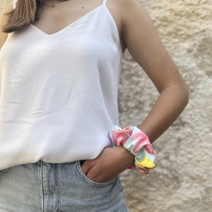 Hibiscus regular scrunchie - ύφασμα, για τα μαλλιά, λαστιχάκια μαλλιών - 2