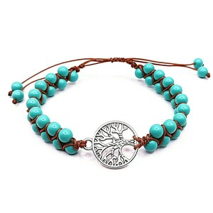 Βραχιόλι BOHO με Δέντρο της Ζωής - ημιπολύτιμες πέτρες, κορδόνια, boho, φθηνά