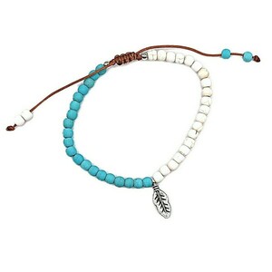 Βραχιόλι BOHO minimal-LEAF - ημιπολύτιμες πέτρες, κορδόνια, χάντρες, boho, φθηνά - 2