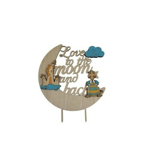 Cake topper I love you to the moon and back - αγόρι, διακοσμητικά, ζωάκια