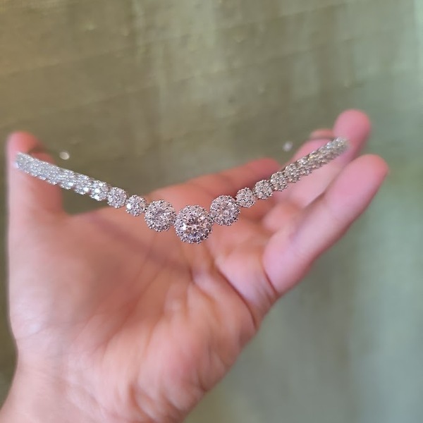 Bridal Zircon Headband - μέταλλο, ζιργκόν - 3
