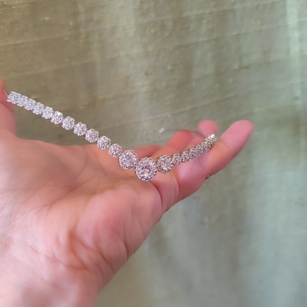 Bridal Zircon Headband - μέταλλο, ζιργκόν - 5