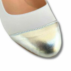 Διχρωμο Slingback Υποδημα με Χοντρό Τακουνι - 4