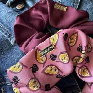 Scrunchie classic dusty pink με φύλλα σατεν - ύφασμα, σατέν, λαστιχάκια μαλλιών