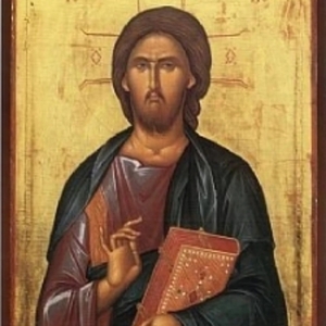 Εικόνα Ιησού Χριστού(κλειστό Ευαγγέλιο-σκούρα αποτύπωση) - αγιογραφία, ζωγραφική σε ξύλο - 2