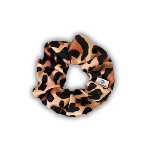 Leopard regular satin scrunchie - ύφασμα, animal print, λαστιχάκια μαλλιών