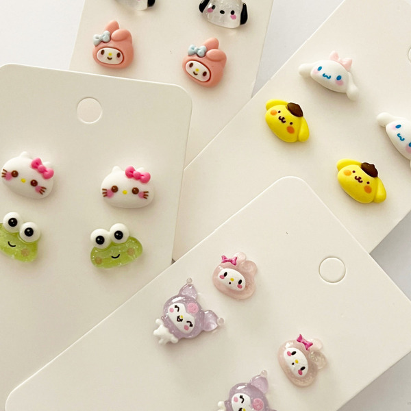 Σετ Παιδικά σκουλαρίκια με γνωστές φιγούρες σκυλάκια και κουνελάκια - κορίτσι, ρητίνη, παιδικά σκουλαρίκια - 4