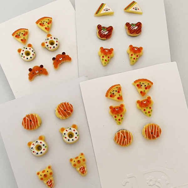 Σετ παιδικά σκουλαρίκια με φαγώσιμα (Σετ 1) - κορίτσι, ρητίνη, παιδικά σκουλαρίκια - 3