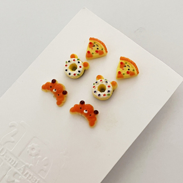 Σετ παιδικά σκουλαρίκια με φαγώσιμα (Σετ 2) - κορίτσι, ρητίνη, παιδικά σκουλαρίκια - 2