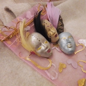 Venetian masks-lapel pin - ύφασμα, πέτρα, πηλός, γύψος - 2
