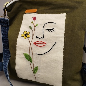Handmade tote/backpack - ύφασμα, ώμου, πλάτης, μεγάλες, all day - 4