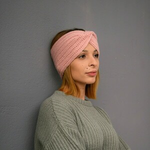 Στριφτή κορδέλα ροζ - νήμα, headbands - 4