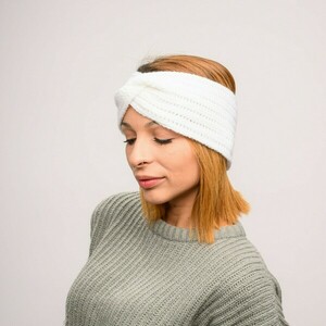 Στριφτή κορδέλα άσπρη - νήμα, headbands - 3