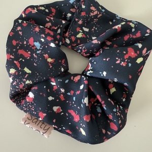 scrunchie dark blue splash - ύφασμα, λαστιχάκια μαλλιών
