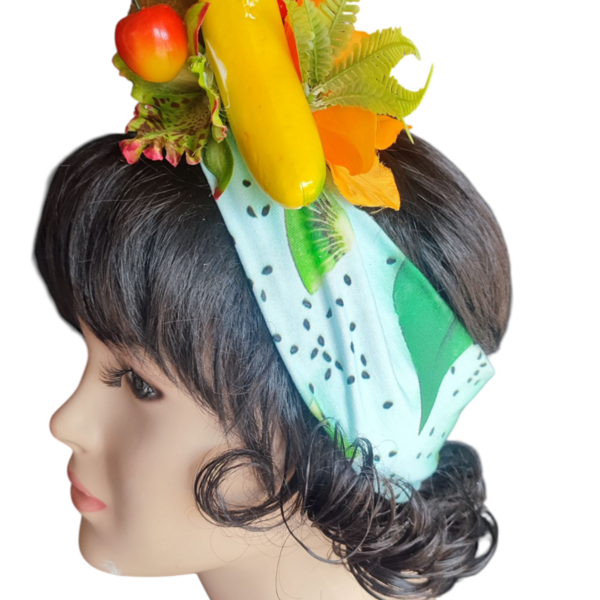 Rockabilly pin up headband Kiwi fruit headpiece Brazilian costume - ύφασμα, πλαστικό, headbands - 2