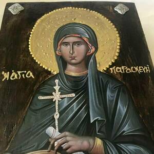 Η Αγία Παρασκευή Χειροποίητη Εικόνα Σε Ξύλο 14x20 - πίνακες & κάδρα, εικόνες αγίων - 4