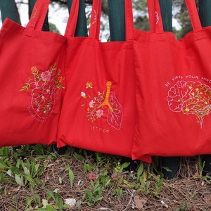 Πάνινη Τσάντα με κέντημα Be Kind to Your Mind - ύφασμα, ώμου, all day, tote, πάνινες τσάντες - 3