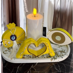 Σετ καρδιά ♥️ ματάκι ρόδι και δίσκο από πορσελάνη - πορσελάνη, ρόδι, διακοσμητικά - 2