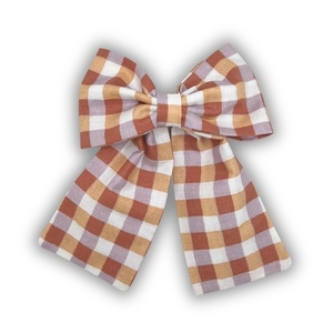 Amber gingham bow - ύφασμα, φιόγκος, hair clips