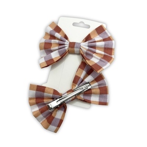 Amber gingham mini bow set - φιόγκος, για τα μαλλιά, hair clips - 2