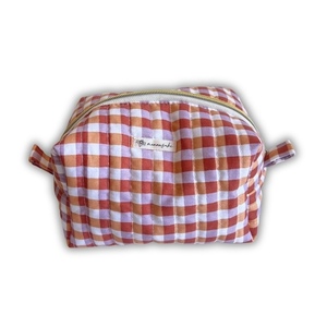 Amber gingham make up bag - ύφασμα, καλλυντικών, ταξιδίου