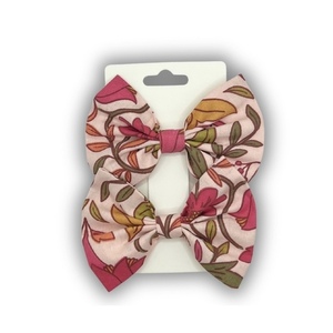 Pink bloom mini bow set - φιόγκος, φλοράλ, για τα μαλλιά, hair clips