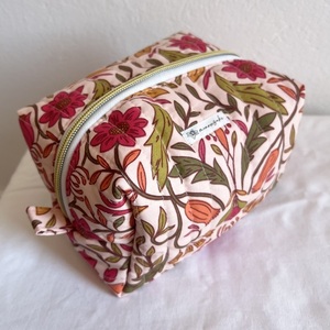 Pink bloom make up bag - ύφασμα, καλλυντικών, ταξιδίου - 2