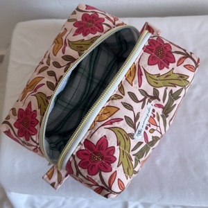 Pink bloom make up bag - ύφασμα, καλλυντικών, ταξιδίου - 3