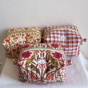Pink bloom make up bag - ύφασμα, καλλυντικών, ταξιδίου - 4