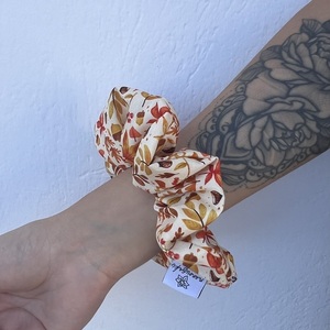 Maple scrunchie - ύφασμα, φθινόπωρο, για τα μαλλιά, λαστιχάκια μαλλιών - 2