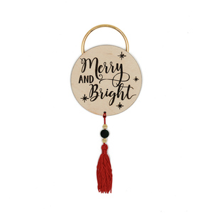 Γούρι Merry and bright - ξύλο, γούρια, μπάλες