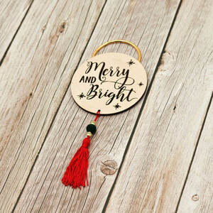 Γούρι Merry and bright - ξύλο, γούρια, μπάλες - 3
