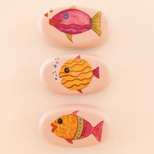 Σετ 3 χειροποίητα σαπουνάκια ροζ με ψαράκια decoupage - χεριού