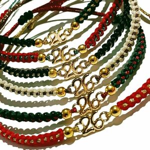 Σετ 6 βραχιόλια γούρια 26 "Glow Collection" - νήμα, χριστουγεννιάτικα δώρα, αυξομειούμενα, γούρια