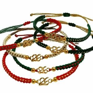 Σετ 6 βραχιόλια γούρια 26 "Glow Collection" - νήμα, χριστουγεννιάτικα δώρα, αυξομειούμενα, γούρια - 2