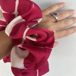 Satin Scrunchies με Γεωμετρικά Μοτίβα - ύφασμα, λαστιχάκια μαλλιών