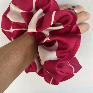 Satin Scrunchies με Γεωμετρικά Μοτίβα - ύφασμα, λαστιχάκια μαλλιών - 2