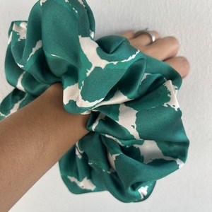 Satin Scrunchies με Γεωμετρικά Μοτίβα - ύφασμα, λαστιχάκια μαλλιών - 3