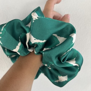 Satin Scrunchies με Γεωμετρικά Μοτίβα - ύφασμα, λαστιχάκια μαλλιών - 4