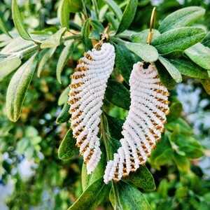 Χειροποίητα boho σκουλαρίκια micro macrame φτερά αγγέλου - μακραμέ, κορδόνια - 3