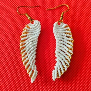 Χειροποίητα boho σκουλαρίκια micro macrame φτερά αγγέλου - μακραμέ, κορδόνια - 4