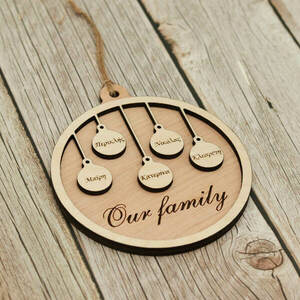 Στολίδι Our family XL - ξύλο, στολίδια, προσωποποιημένα, μπάλες - 3
