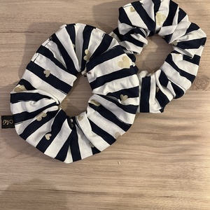Scrunchie navy heart - ύφασμα, λαστιχάκια μαλλιών - 2