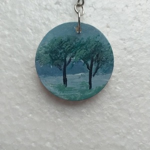 Χειροποίητο μπρελόκ Water Tree - ξύλο, σπιτιού