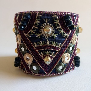 Χειροποίητο βραχιόλι boho από ύφασμα και κρύσταλλα - ύφασμα, χειροποίητα, boho, χεριού, αυξομειούμενα - 3