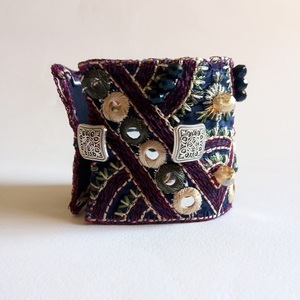Χειροποίητο βραχιόλι boho από ύφασμα και κρύσταλλα - ύφασμα, χειροποίητα, boho, χεριού, αυξομειούμενα - 4