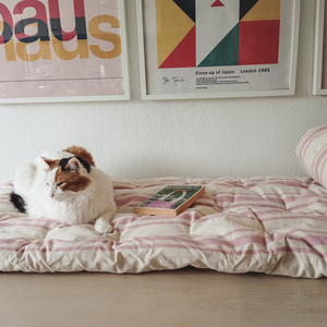 Sofa topper - 65x200 εκ, ριγέ ρόζ στρωμα καναπέ, 100% Βαμβάκι - αστέρι