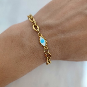 'Eyes bracelet' ατσάλινο βραχιόλι με επίχρυσο ματάκι 18κ 'Eyes bracelet' ατσάλινο βραχιόλι με επίχρυσο ματάκι 18κ - επιχρυσωμένα, μάτι, ατσάλι, χεριού, αυξομειούμενα - 2